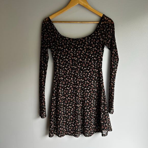 Y2K Womens Babydoll Dark Floral Dress Size Small Sheer Fairy Mesh Witchy 90s‎ - Picture 7 of 7